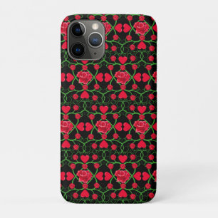 Lovely Red Hearts Roses Black Cute Valentines Day iPhone 11 Pro Case