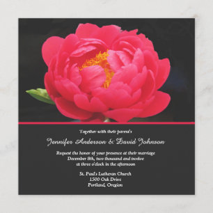 Lovely Red Peony Wedding Invitation