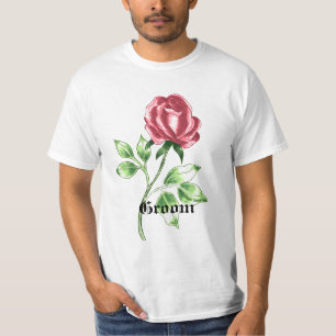 Lovely Red Rose groom wedding t-shirt