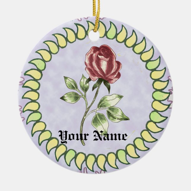 Lovely Red Rose ornament  (Front)