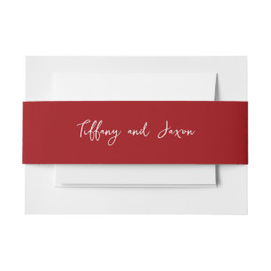 Lovely Red Text of Your Choice Invitation Belly Band