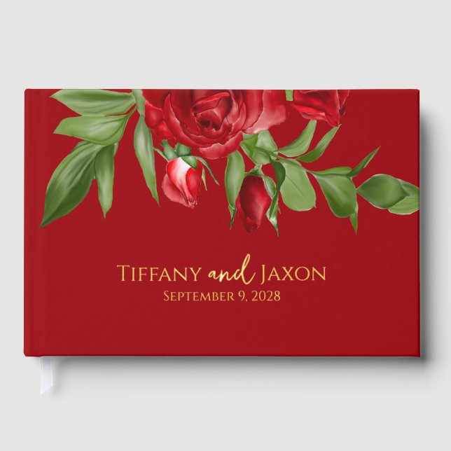 Lovely Red Wedding With Real Guest Book (Front)