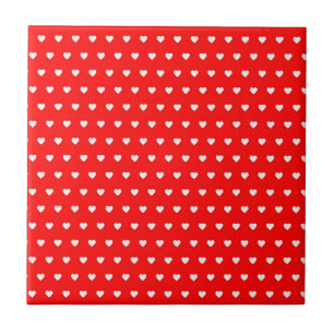 Lovely Red White Hearts Cute Valentines Day Love Ceramic Tile