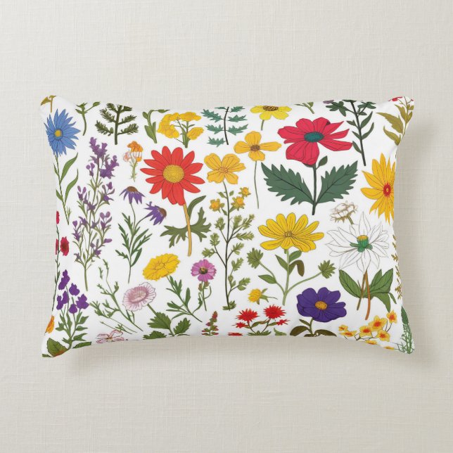 Lovely Retro Botanical Flowers, Decorative Cushion (Front)