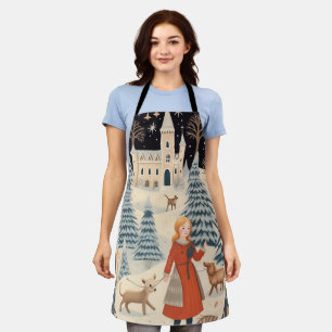 Lovely retro Christmas snow scene Apron