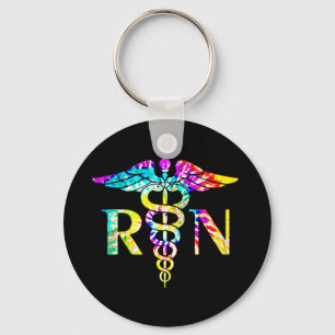 Lovely RN Registered Nurse Tie Dye  HoodieSolid co Key Ring