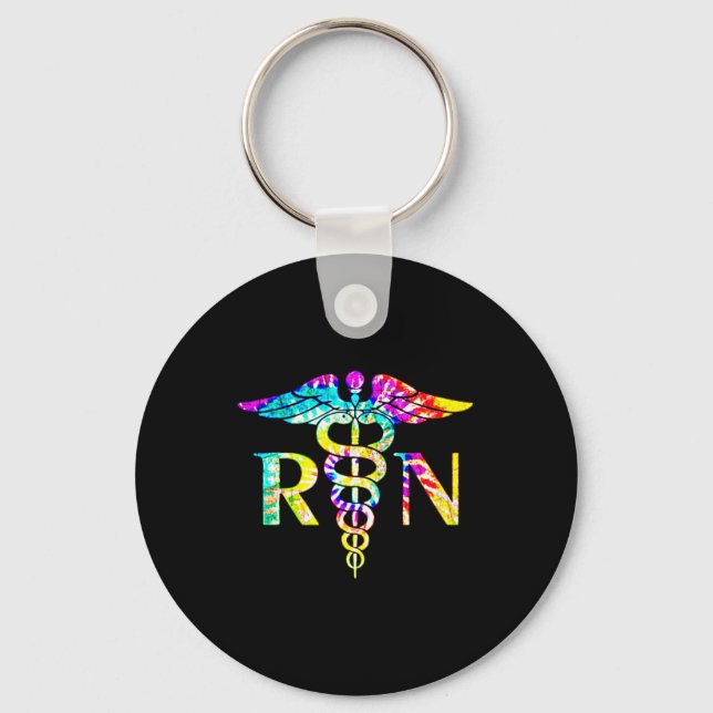 Lovely RN Registered Nurse Tie Dye   Key Ring (Front)