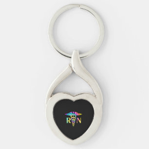 Lovely RN Registered Nurse Tie Dye Key Ring