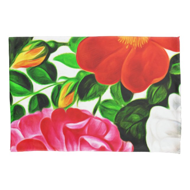 Lovely Rose Floral Bloom Pink Pillowcase (Front)
