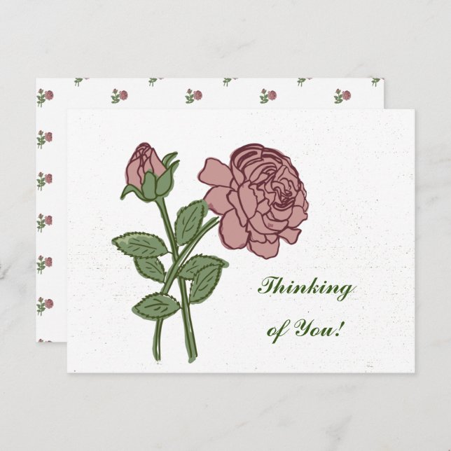Lovely Rose Floral Pattern Thinking of You!  Postcard (Front/Back)