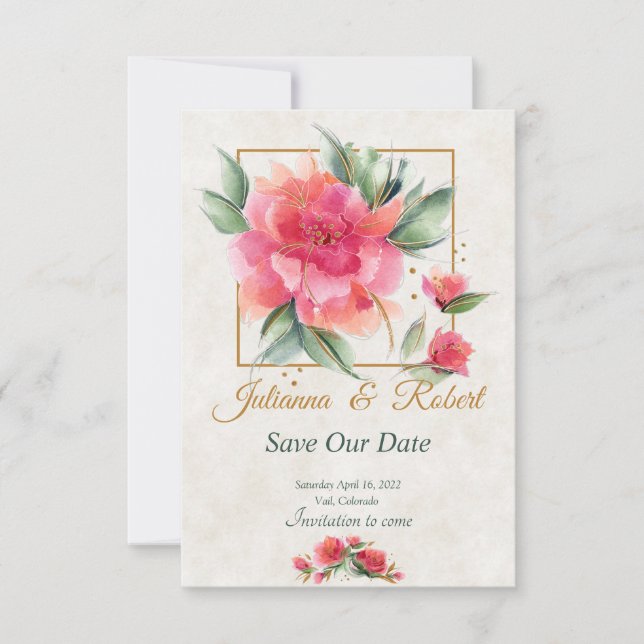 Lovely Rose garden budget  Save The Date (Front)