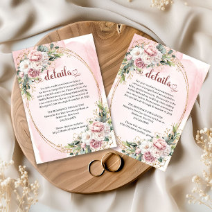 Lovely Rose Gold Flowers Eucalyptus Wedding Detail Enclosure Card