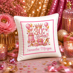 Lovely Rose Gold Sparkle 30th Birthday Pillow