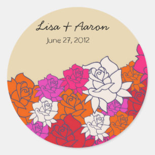 Lovely Roses Wedding sticker-4 Classic Round Sticker