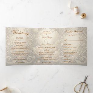 Lovely Roses Wedding Tri-Fold Invitation