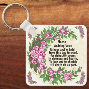 Lovely Roses Wedding Vows keychain