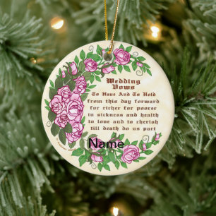 Lovely Roses Wedding Vows Ornament