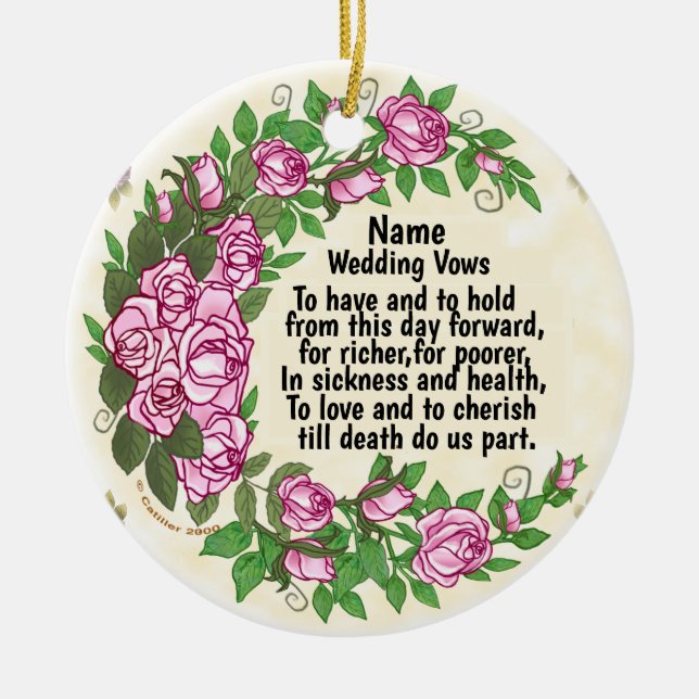 Lovely Roses Wedding Vows ornaments (Front)