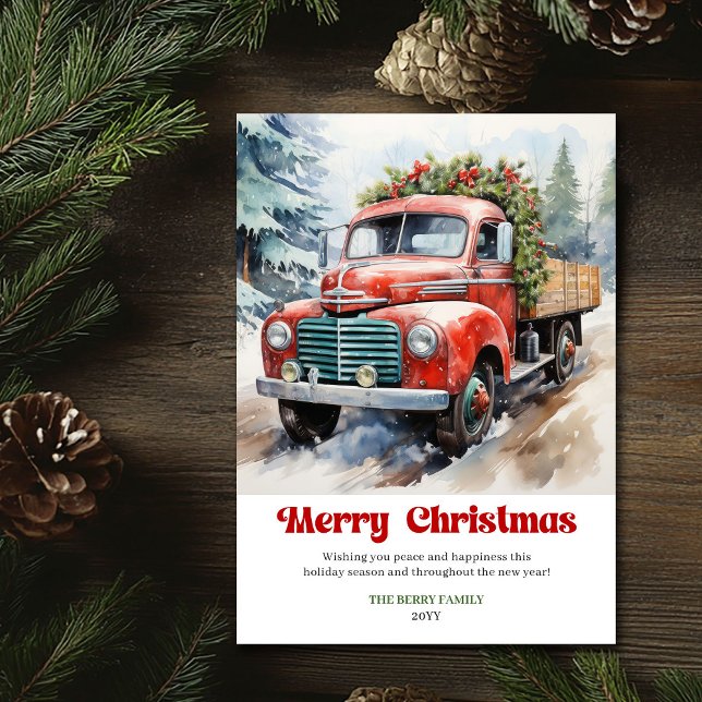 Lovely rustic Christmas scene watercolor holiday   (Lovely rustic Christmas scene watercolor holiday car)