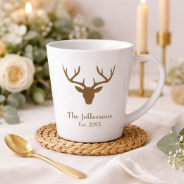 Lovely Rustic Deer Head Latte Mug