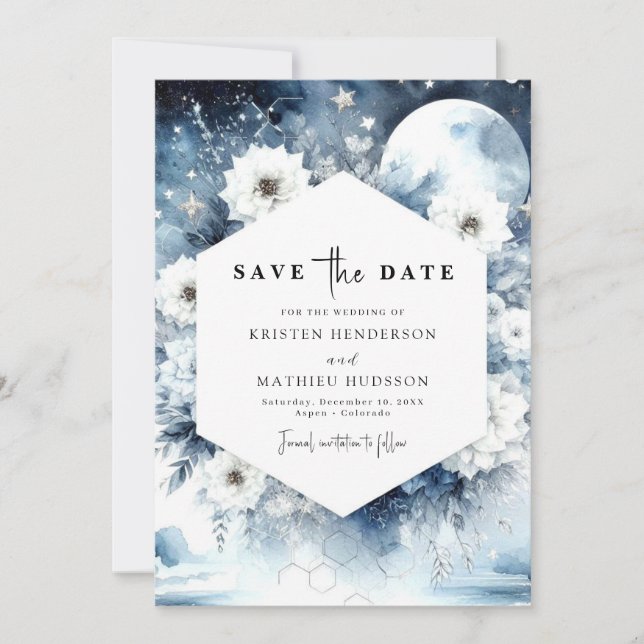 Lovely Rustic Moonlit Wedding Save The Date (Front)