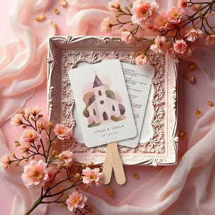 Lovely Rustic Pink Tones Church Wedding Program Hand Fan