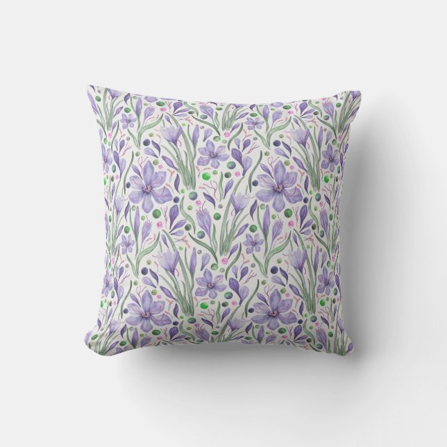 Lovely Saffron - Lavender Velvet, Green Metallics Cushion (Front)