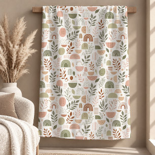 Lovely Sage Beige Brown Boho Rainbow Blanket