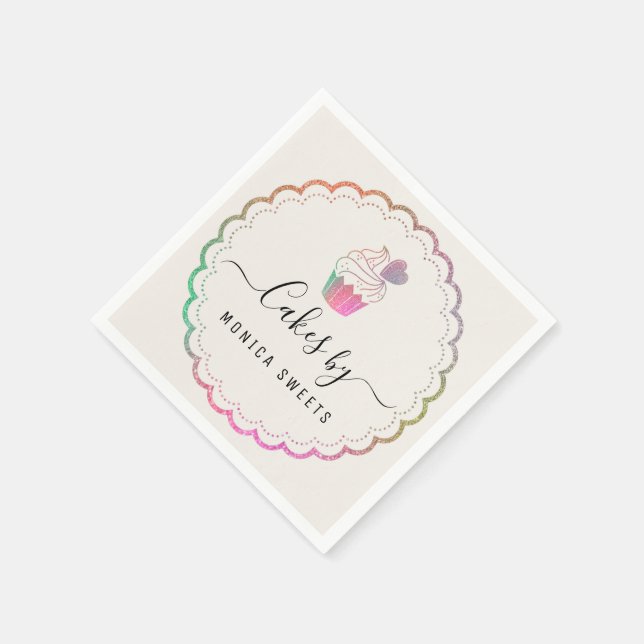 lovely script bakery business napkins (Corner)