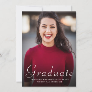 lovely script graduation announcement photo card