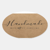 lovely script Handmade business Heart Sticker