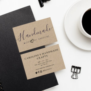 lovely script Handmade kraft business Business Card