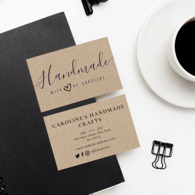 lovely script Handmade kraft business Card (Creator Uploaded)