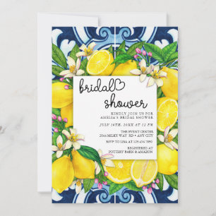 Lovely Script Heart   Lemon   Bridal Shower Invitation