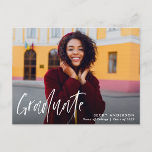lovely script modern graduation announcement postcard
