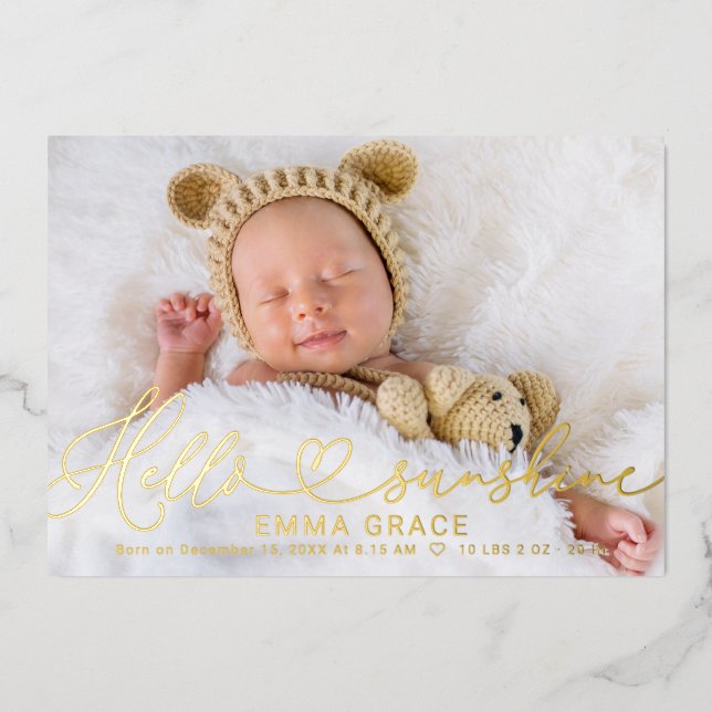 Lovely Script Photo Birth Announcement Cards (Front)
