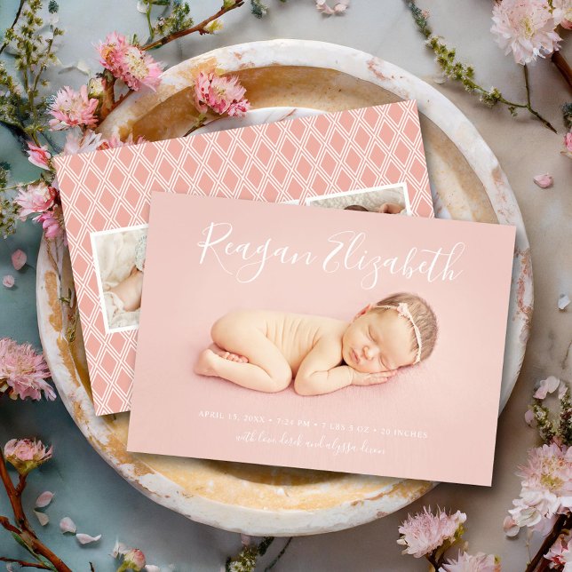 Lovely Script Photo Overlay Birth Announcement (Creator Uploaded)