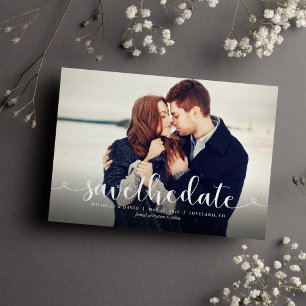 Lovely Script Photo Wedding Save the Date