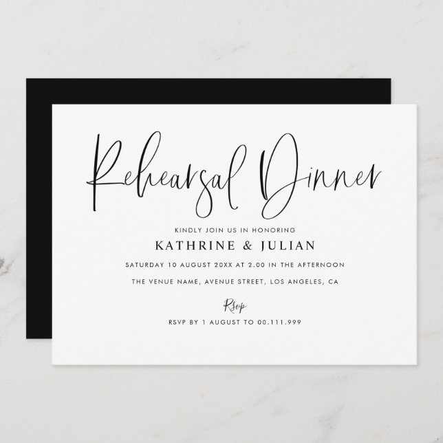 lovely script rehearsal dinner invitation (Front/Back)