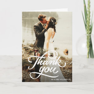 lovely script Thank you wedding Card