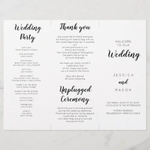 Lovely Script Tri-Fold Wedding Program Flyer