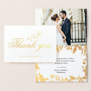 lovely script wedding thank you photo card