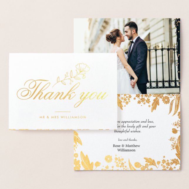 lovely script wedding thank you photo card (Display)