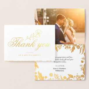 lovely script wedding thank you photo card
