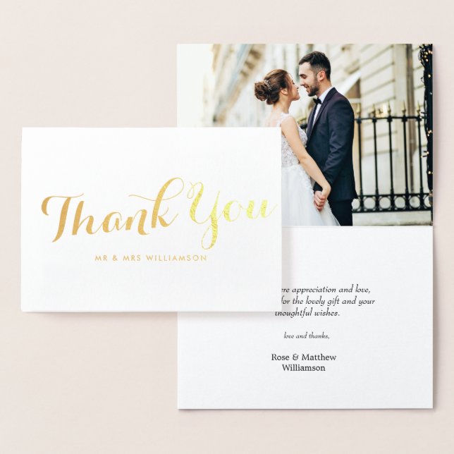 lovely script wedding thank you photo card (Display)