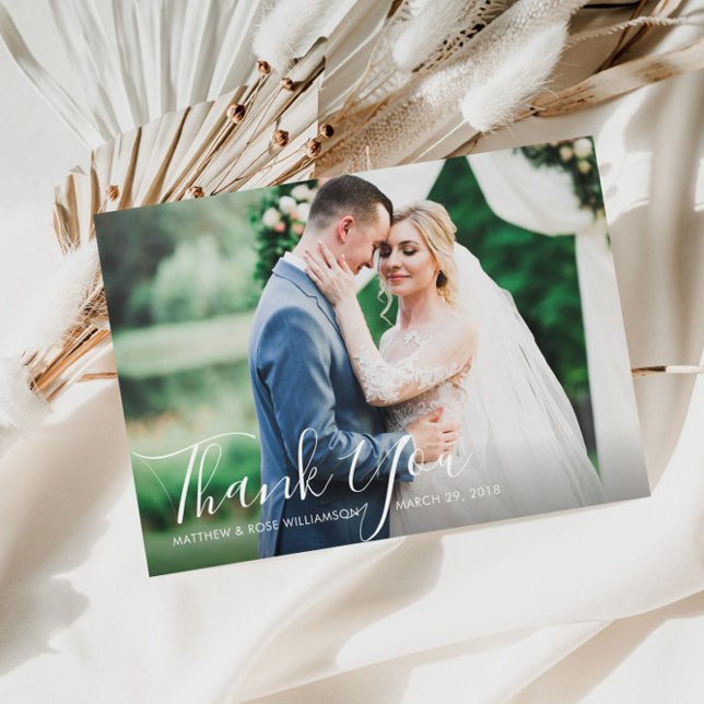 lovely script wedding thank you photo card (Creator Uploaded)