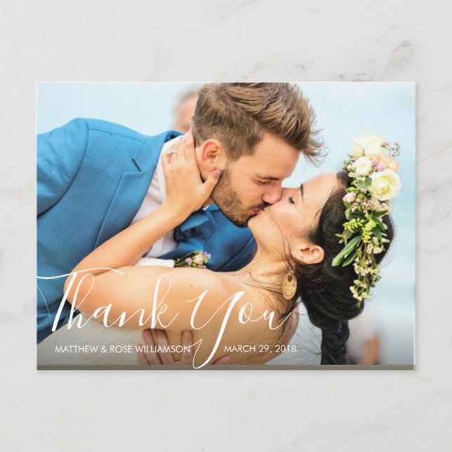 lovely script | wedding thank you postcard (Front)