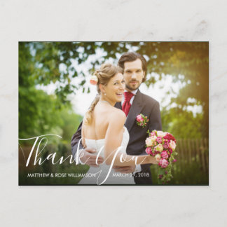 lovely script | wedding thank you postcard