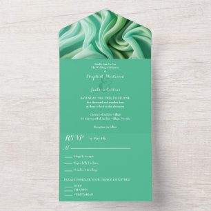 Lovely Seafoam Green Wedding All In One Invitation