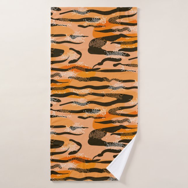 Lovely seamless tiger pattern,  peach colour bath towel (Bath Towel)